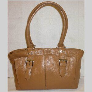 TIGNANELLO TAN LEATHER SHOULDER HANDBAG, SILVER TONE HARDWARE